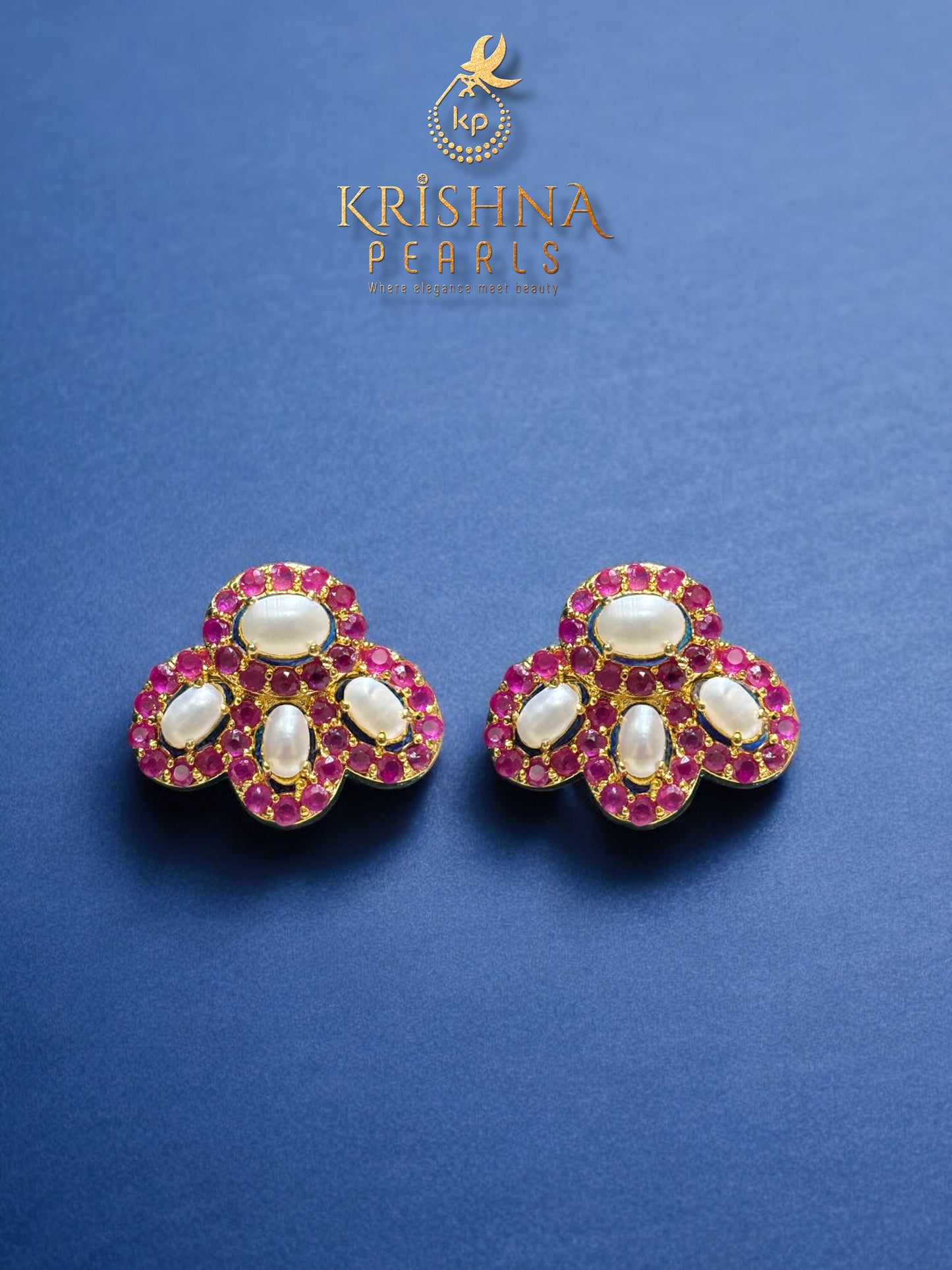 Traditional Ruby Pearls Necklace Set