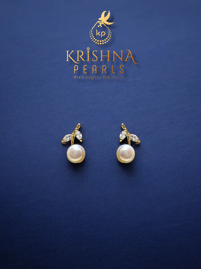 92.5 Post Pin Silver Leaf Pearl Studs