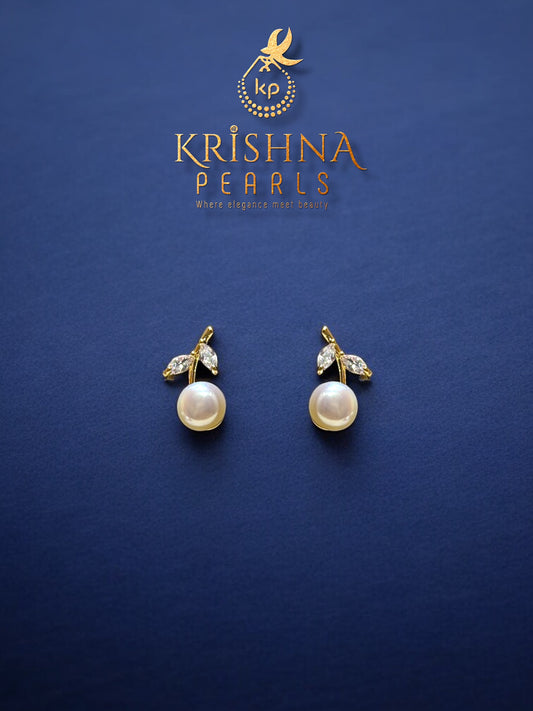 92.5 Post Pin Silver Leaf Pearl Studs