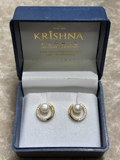 92.5 Post Pin Silver Pearls Earrings