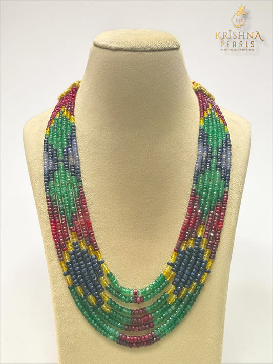Beautiful Multi Sapphire Seven Layers Necklace