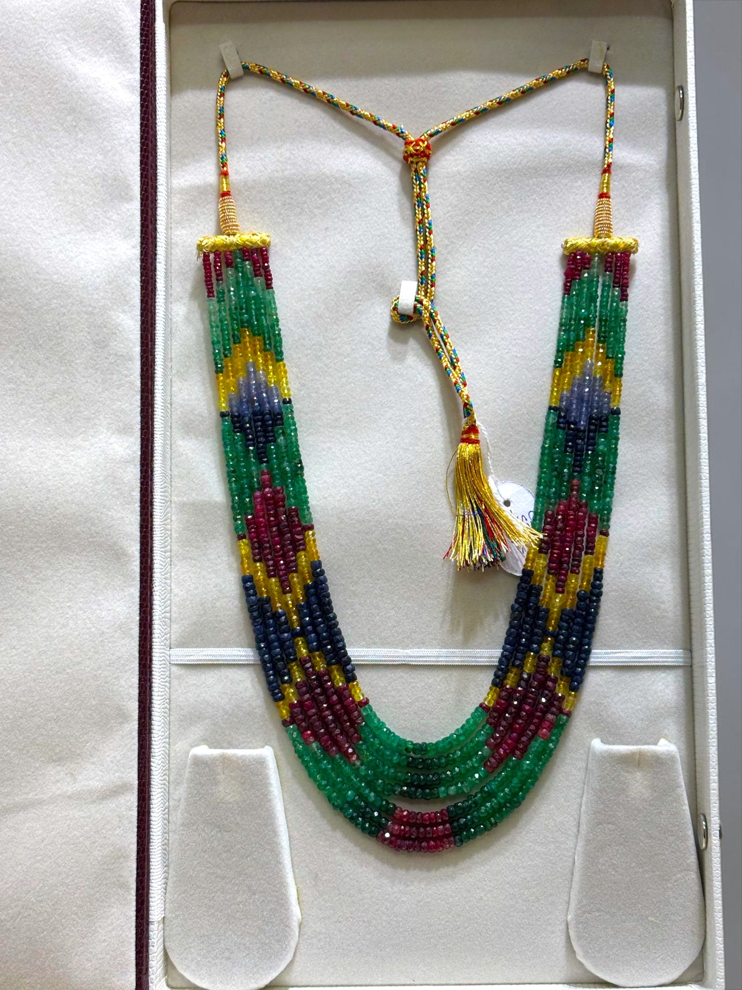 Original Multi Sapphires Ruby & Emerald Seven Layers Necklace