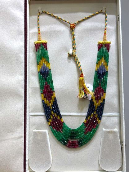 Original Multi Sapphires Ruby & Emerald Seven Layers Necklace