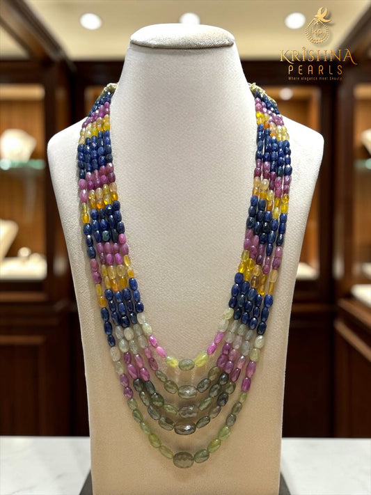 Real Multi Sapphire (Ruby,Emeralds,Blue & Yellow Sapphires) Necklace