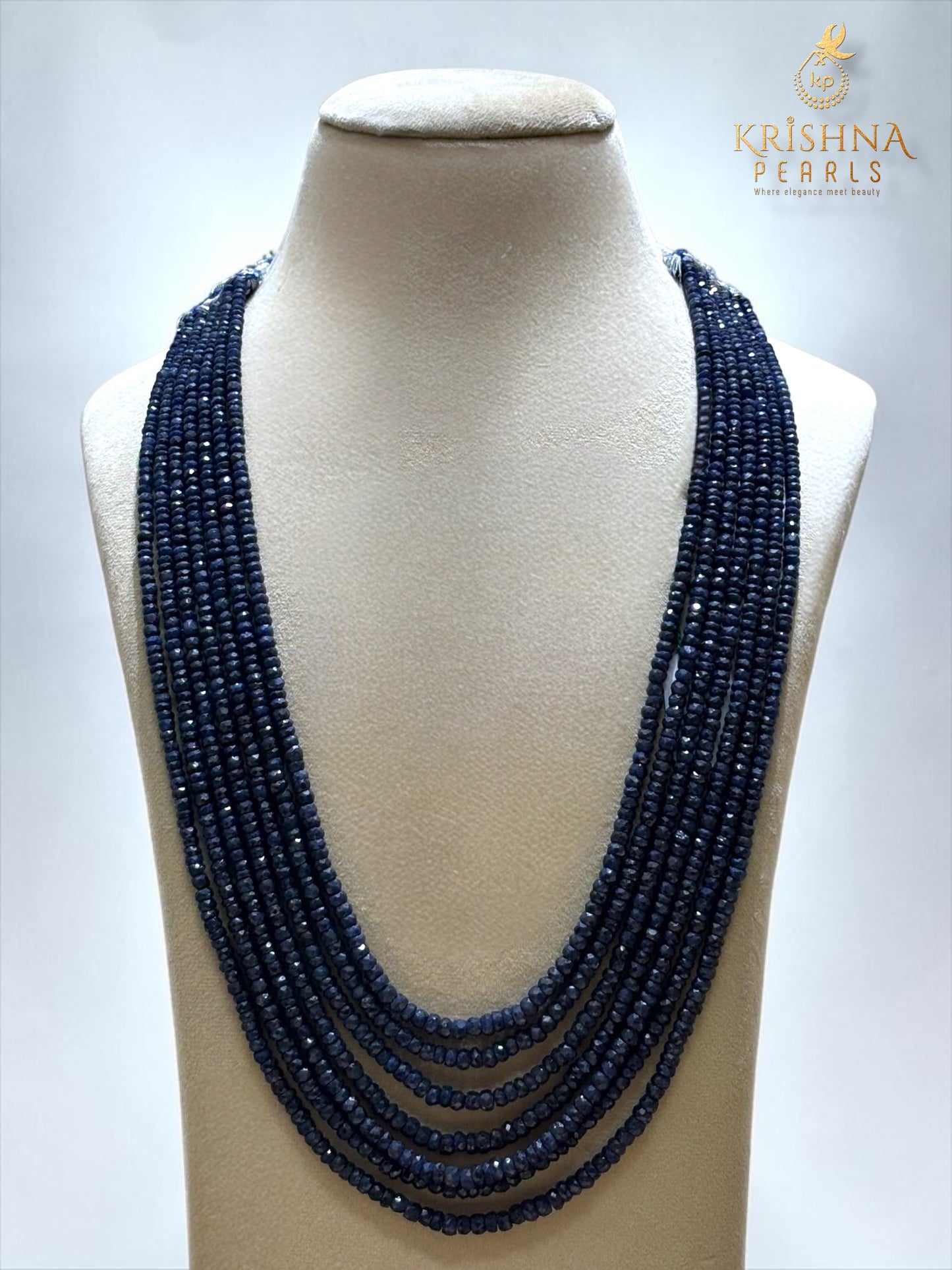 Real Blue Sapphire Seven Layers Necklace