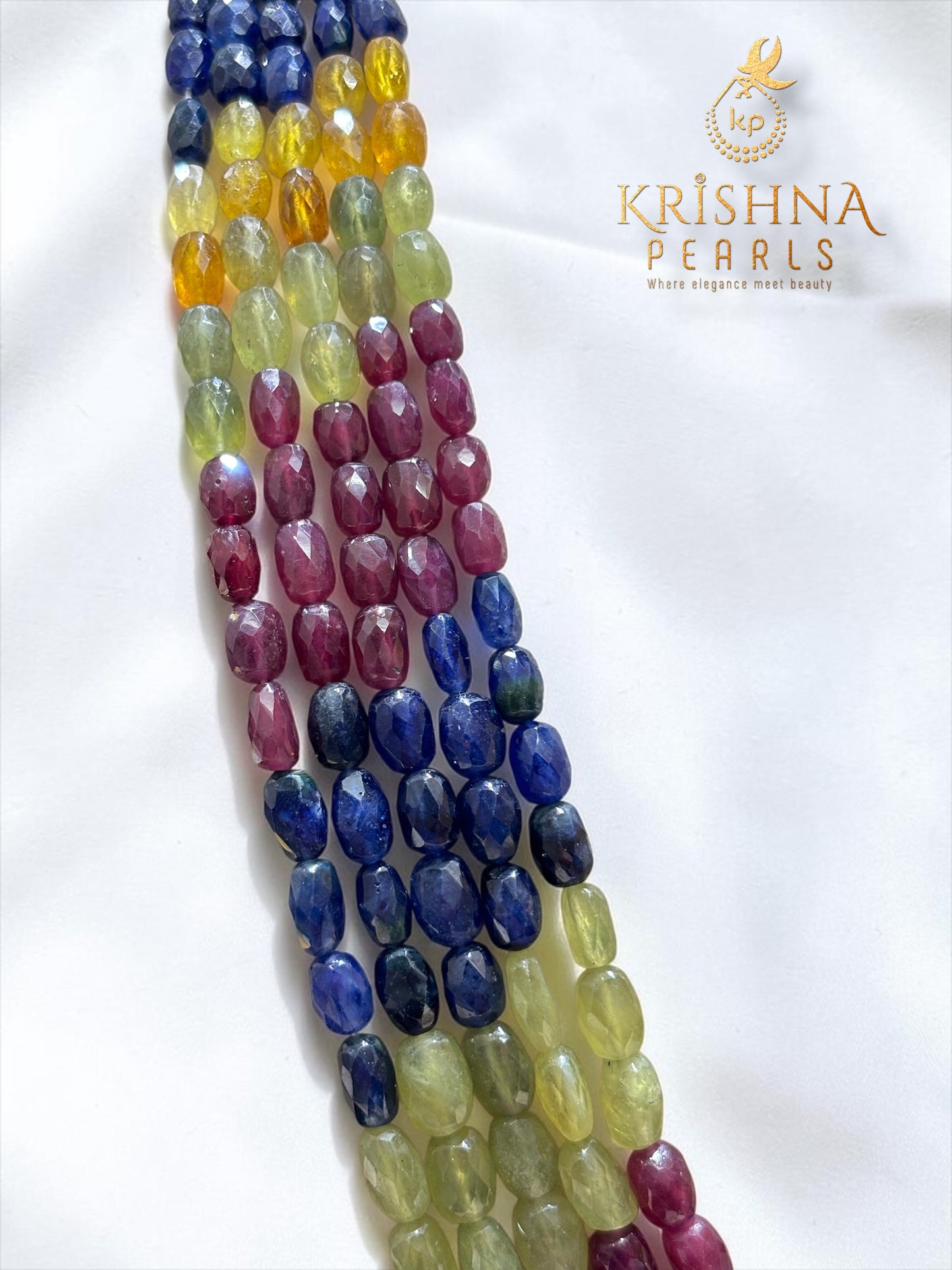 Real Multi Sapphire Cutting Five Layers (Ruby,Emeralds,Blue & Yellow Sapphires) Necklace