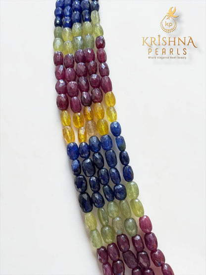 Real Multi Sapphire Cutting Five Layers (Ruby,Emeralds,Blue & Yellow Sapphires) Necklace