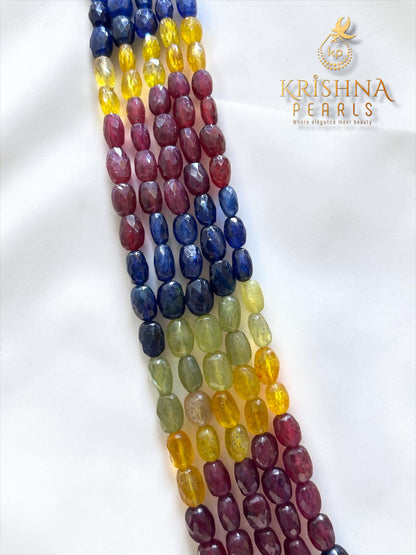 Real Multi Sapphire Cutting Five Layers (Ruby,Emeralds,Blue & Yellow Sapphires) Necklace