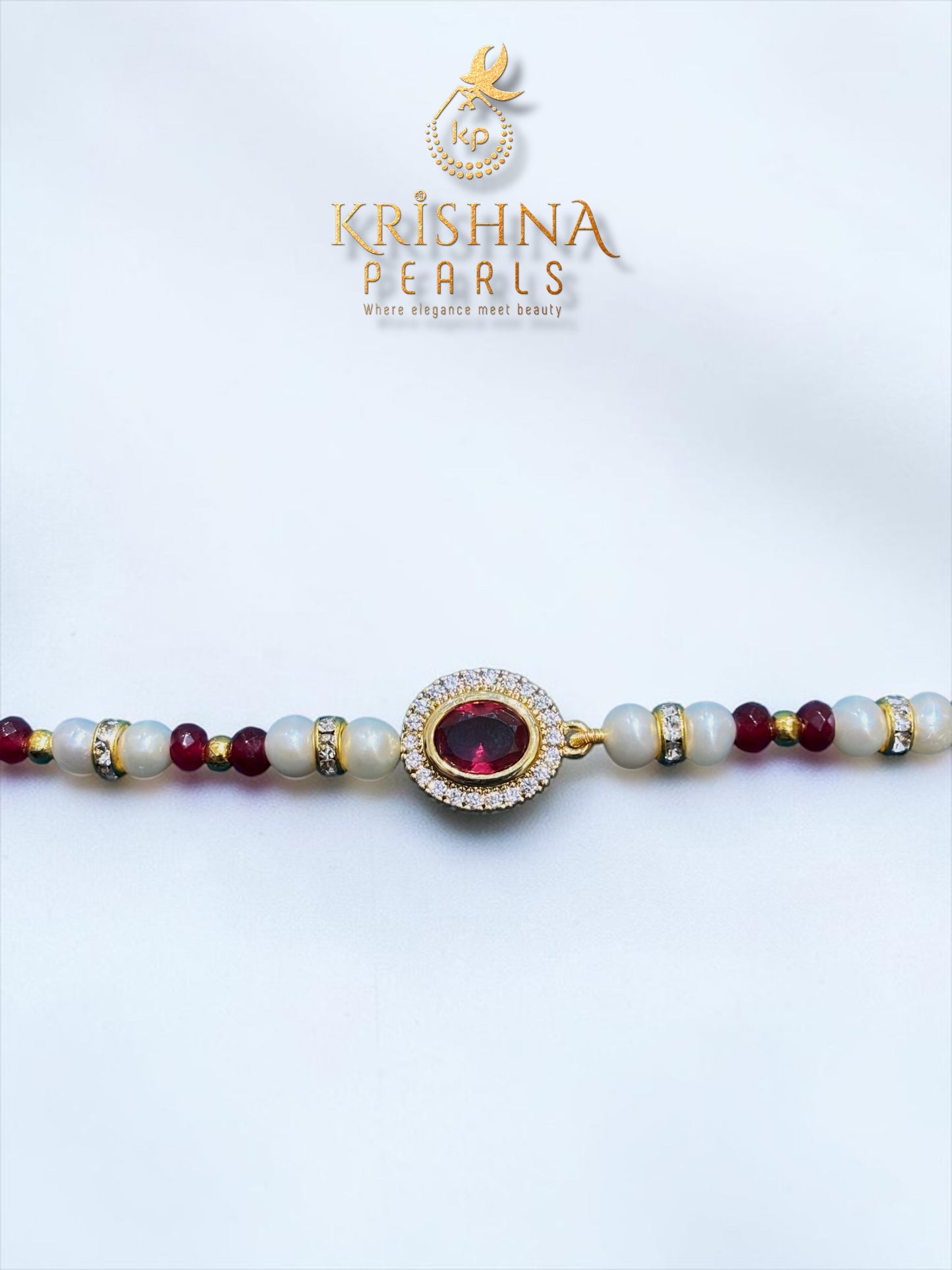 Beautiful Ruby & Pearls Rakhi