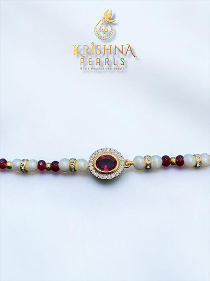 Beautiful Ruby & Pearls Rakhi