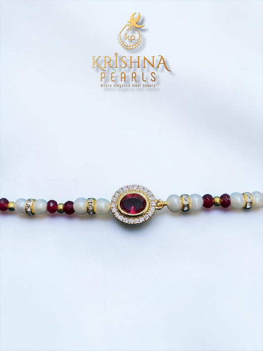 Beautiful Ruby & Pearls Rakhi