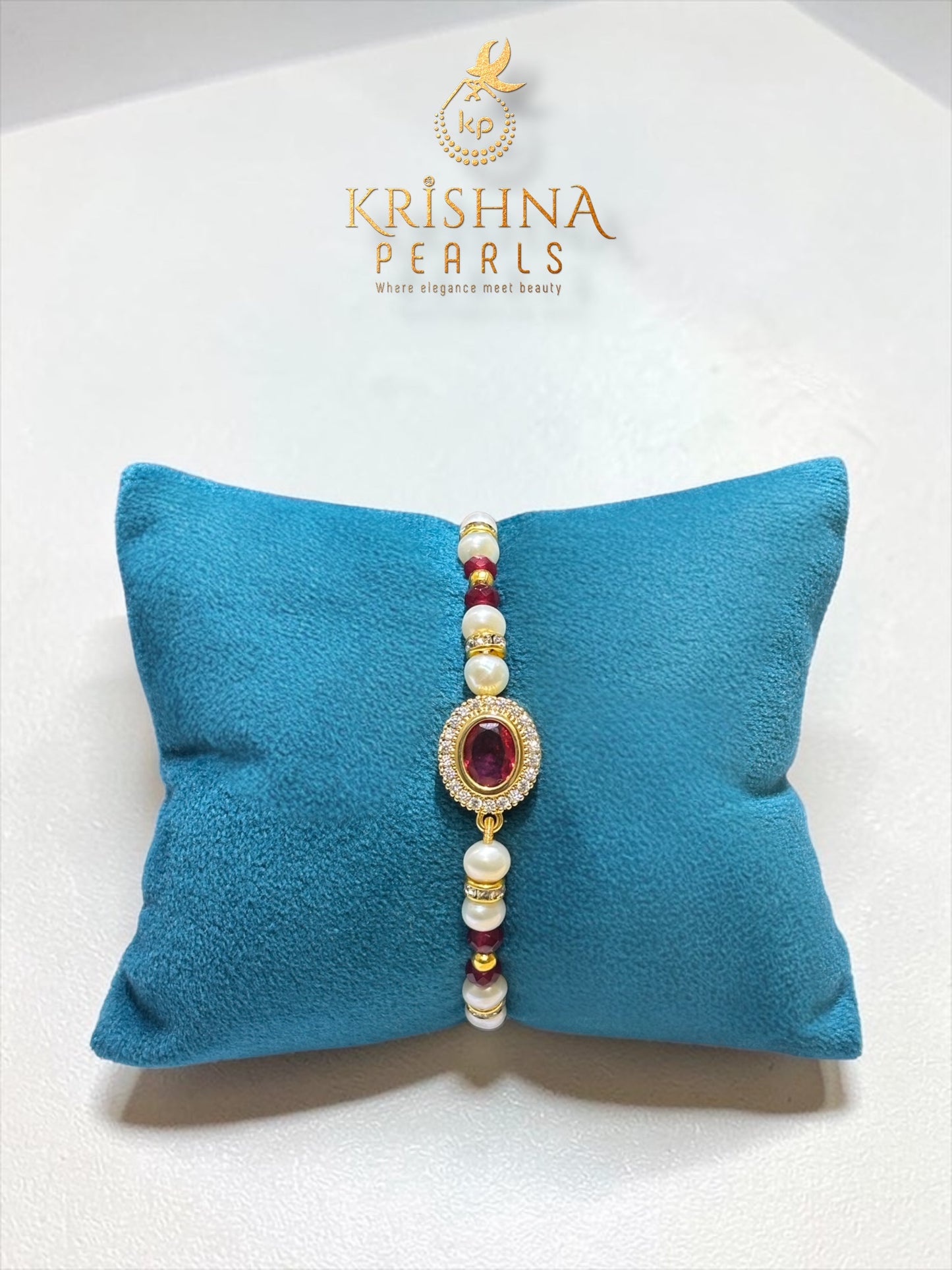 Beautiful Ruby & Pearls Rakhi
