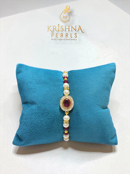 Beautiful Ruby & Pearls Rakhi