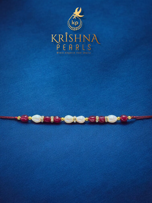 Beautiful Pearls & Ruby Rakhi
