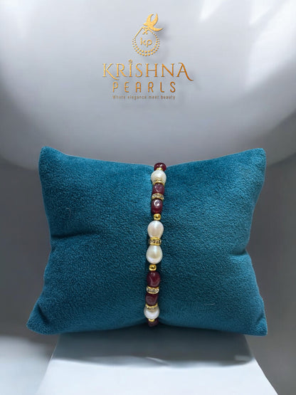 Beautiful Pearls & Ruby Rakhi
