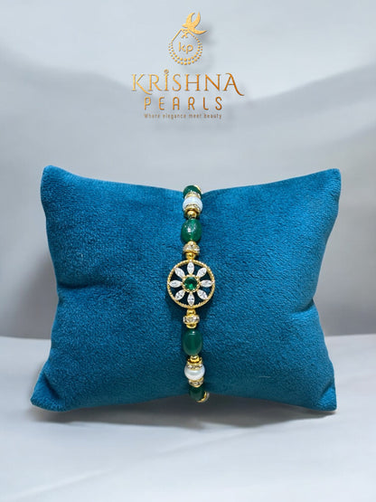 Beautiful Pearls & Emeralds Rakhi