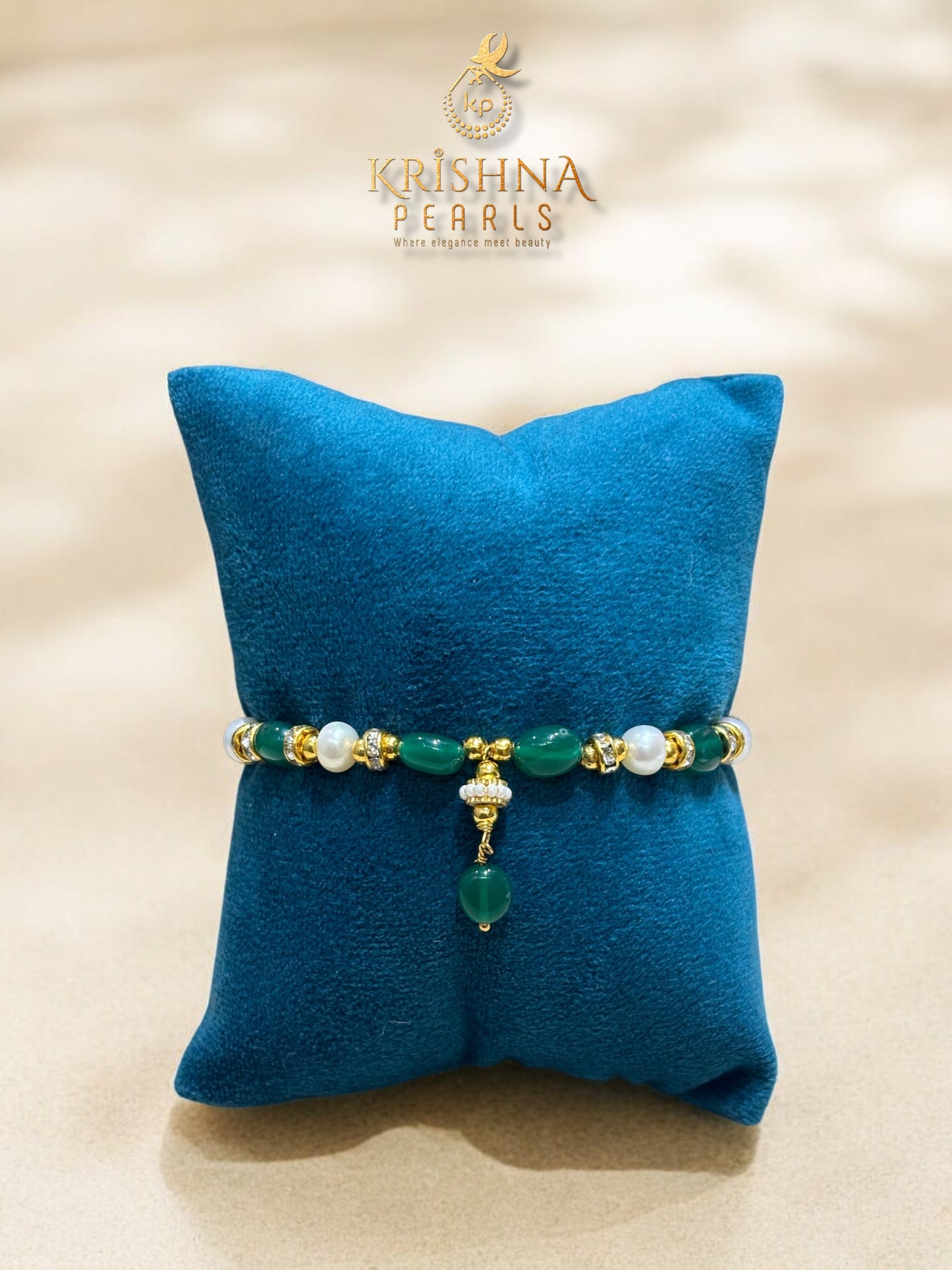 Beautiful Emerald & Pearls Rakhi