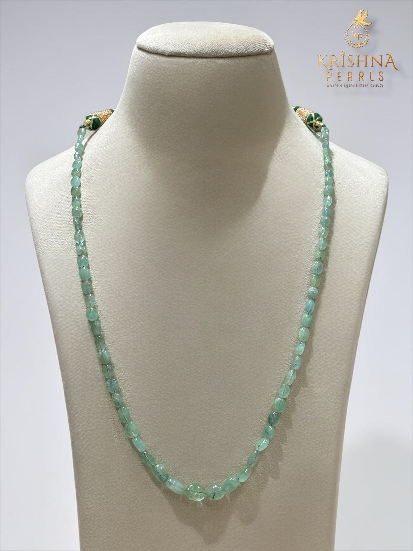 Natural Emerald Uncut Beads Single Layer Necklace