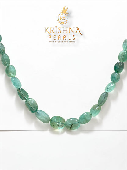 Natural Emerald Uncut Beads Single Layer Necklace