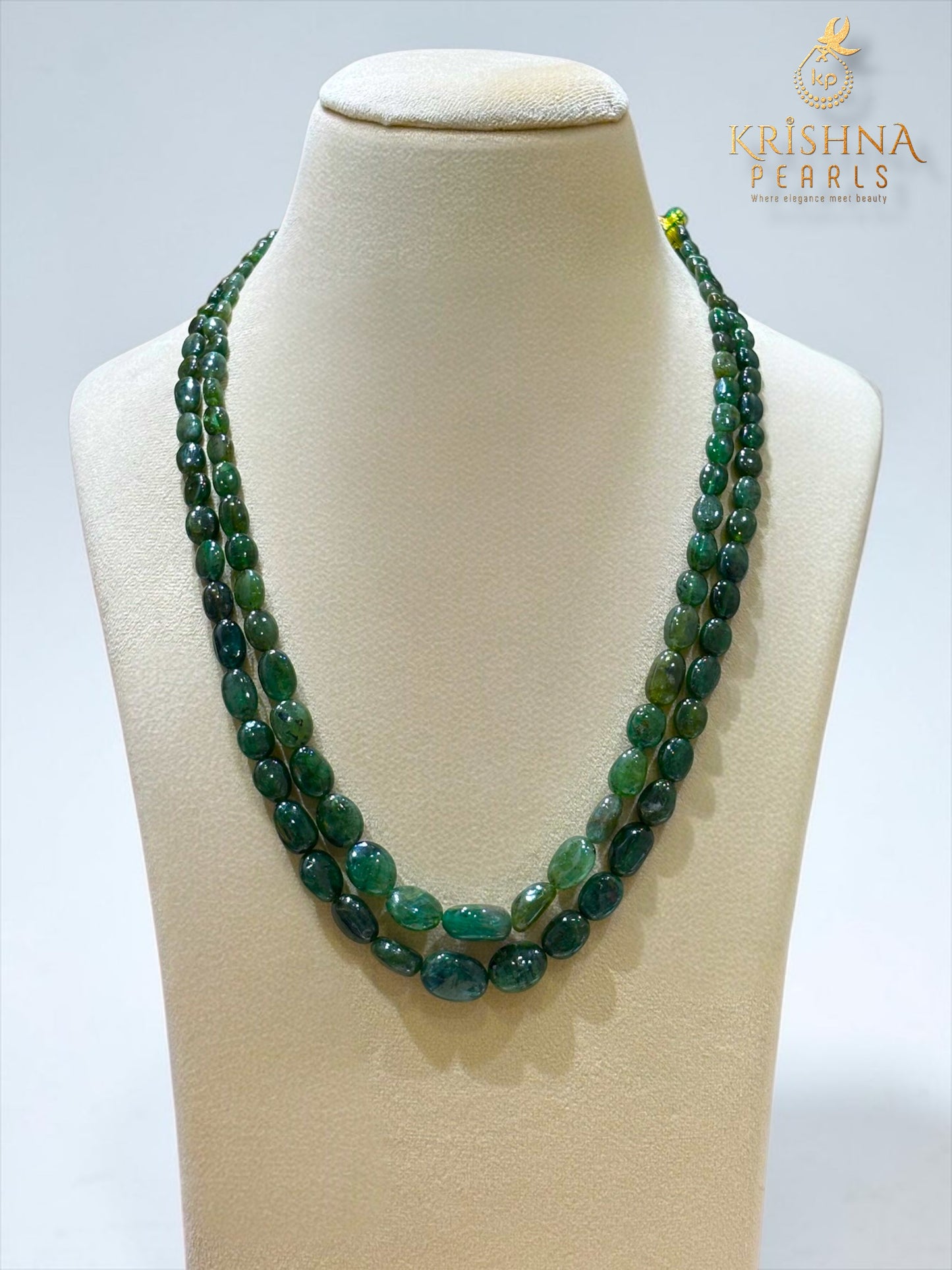 Natural Emeralds UnCut Double Layers Necklace
