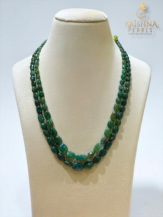 Natural Emeralds Double Layers Necklace
