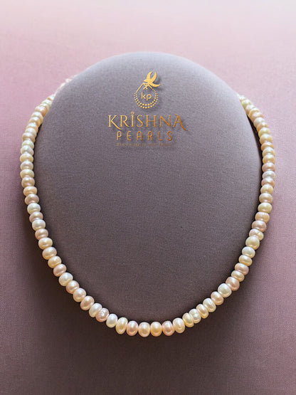 Original White & Pink Pearls Plain Necklace Set