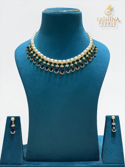 Royal Ruby Button Big Pearls Necklace Set