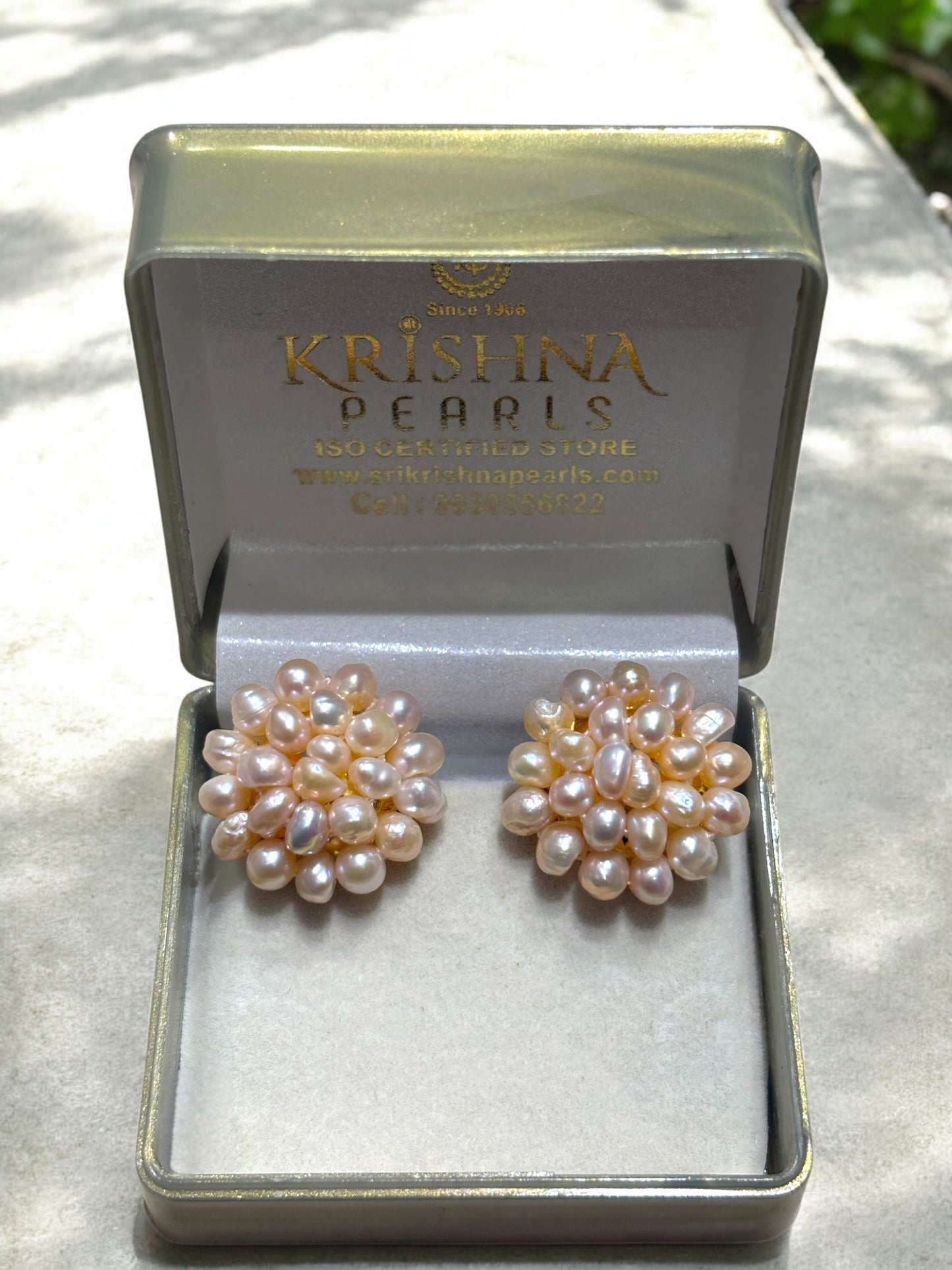Traditional Handcrafted Pink Pearls Big Size Earrings