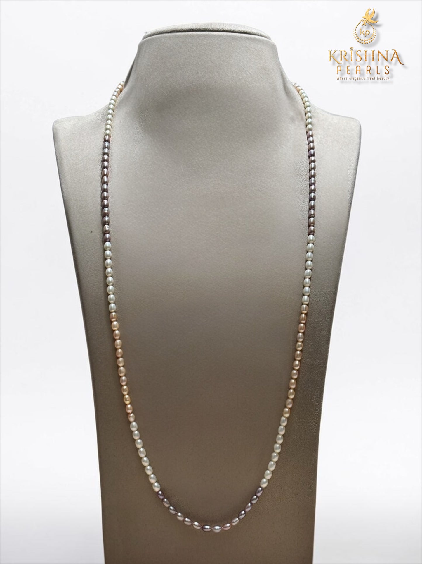 Long Pearls Necklace 32 Inch - Multi Colour AAA
