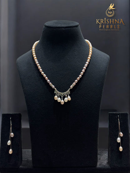 Royal Multicolour Single Line Pearls Pendent Set