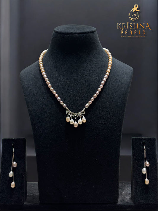 Royal Multicolour Single Line Pearls Pendent Set
