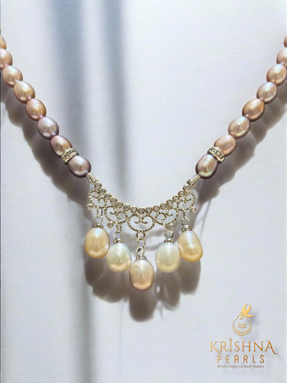 Royal Multicolour Single Line Pearls Pendent Set