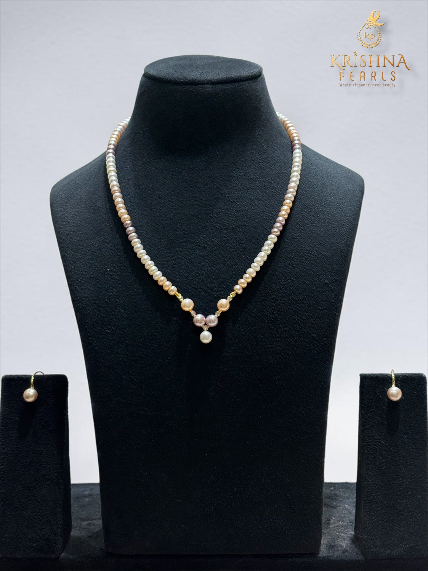 Authentic Pearls Multi Shades Single Layer Necklace Set