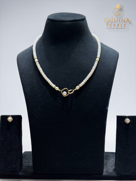 Real Pearls Single Layer Necklace Set