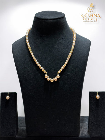 Beautiful Pink Pearl Single Line Pendent Set