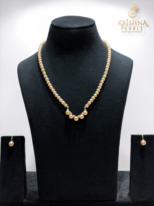 Beautiful Pink Pearl Single Line Pendent Set