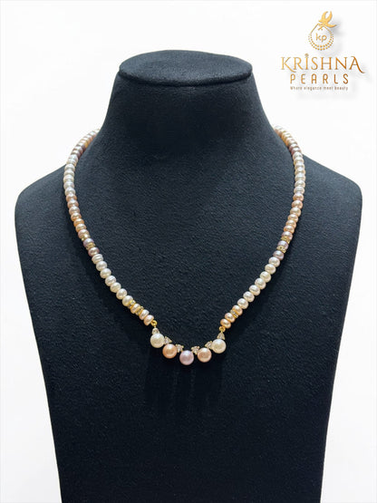 Beautiful Pink Pearl Single Line Pendent Set