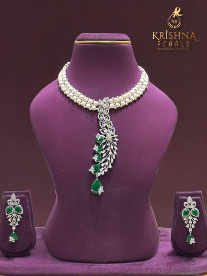 Button Pearls Double Layer Long Pendent Set