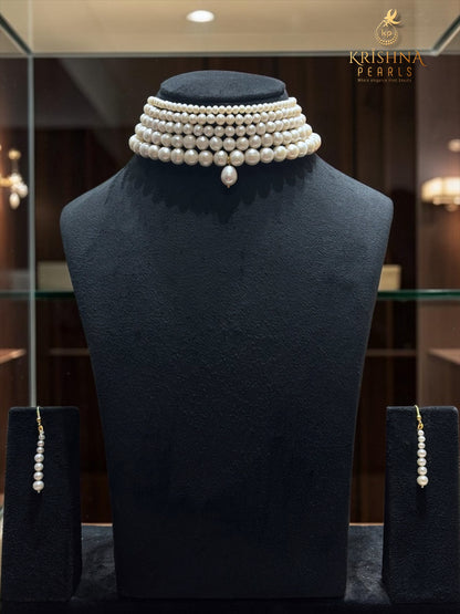 Real Pearls 5 Layers Choker Set