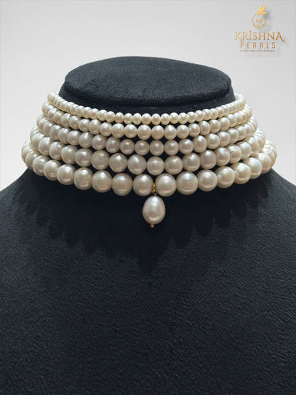Real Pearls 5 Layers Choker Set