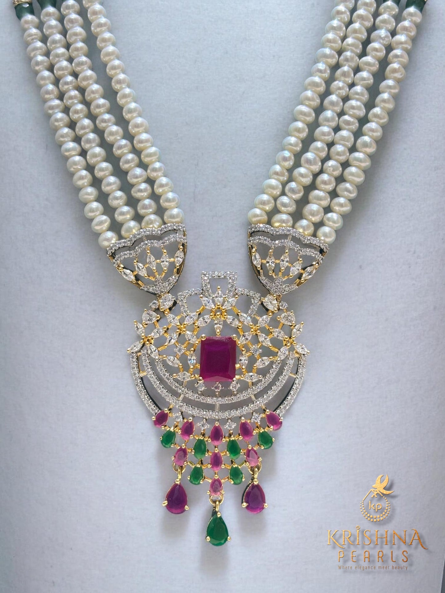 Ruby & Emerald Studded Four Strand Rani Haar