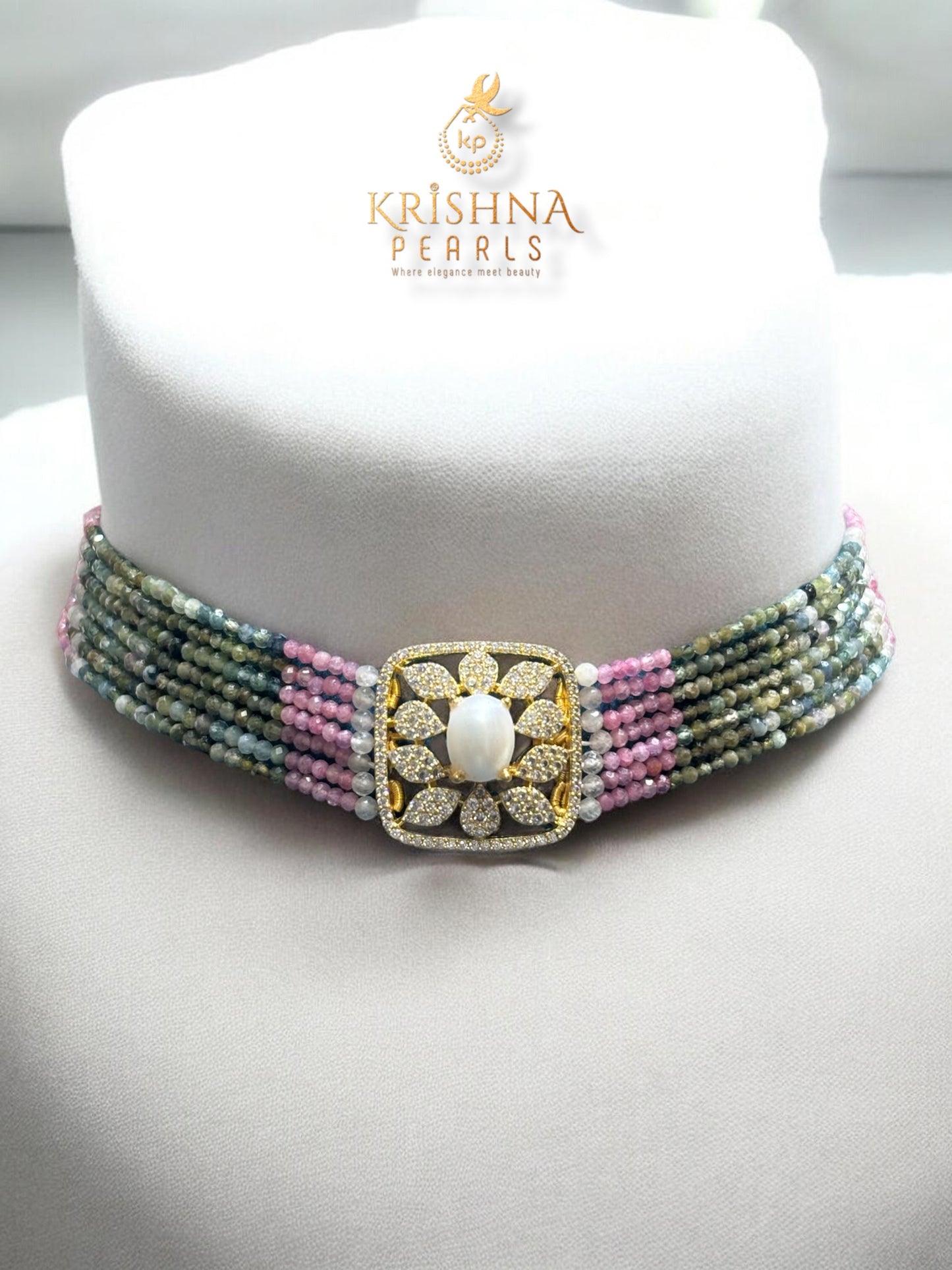Exquisite Seven Rows Turmaline Beads Choker Set