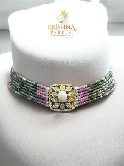 Exquisite Seven Rows Turmaline Beads Choker Set