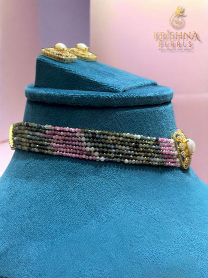 Exquisite Seven Rows Turmaline Beads Choker Set