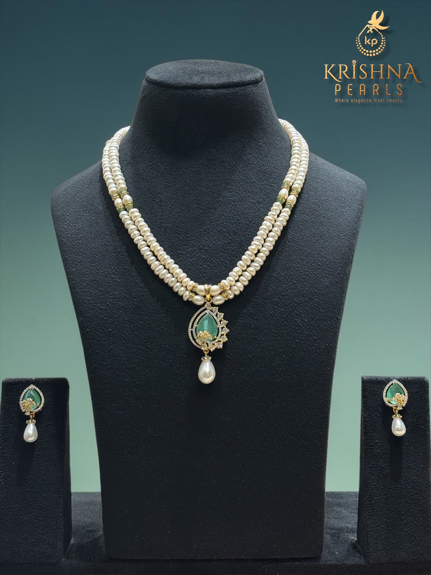 Beautiful Blue Quartz & Pearl Hangings Pendent Set
