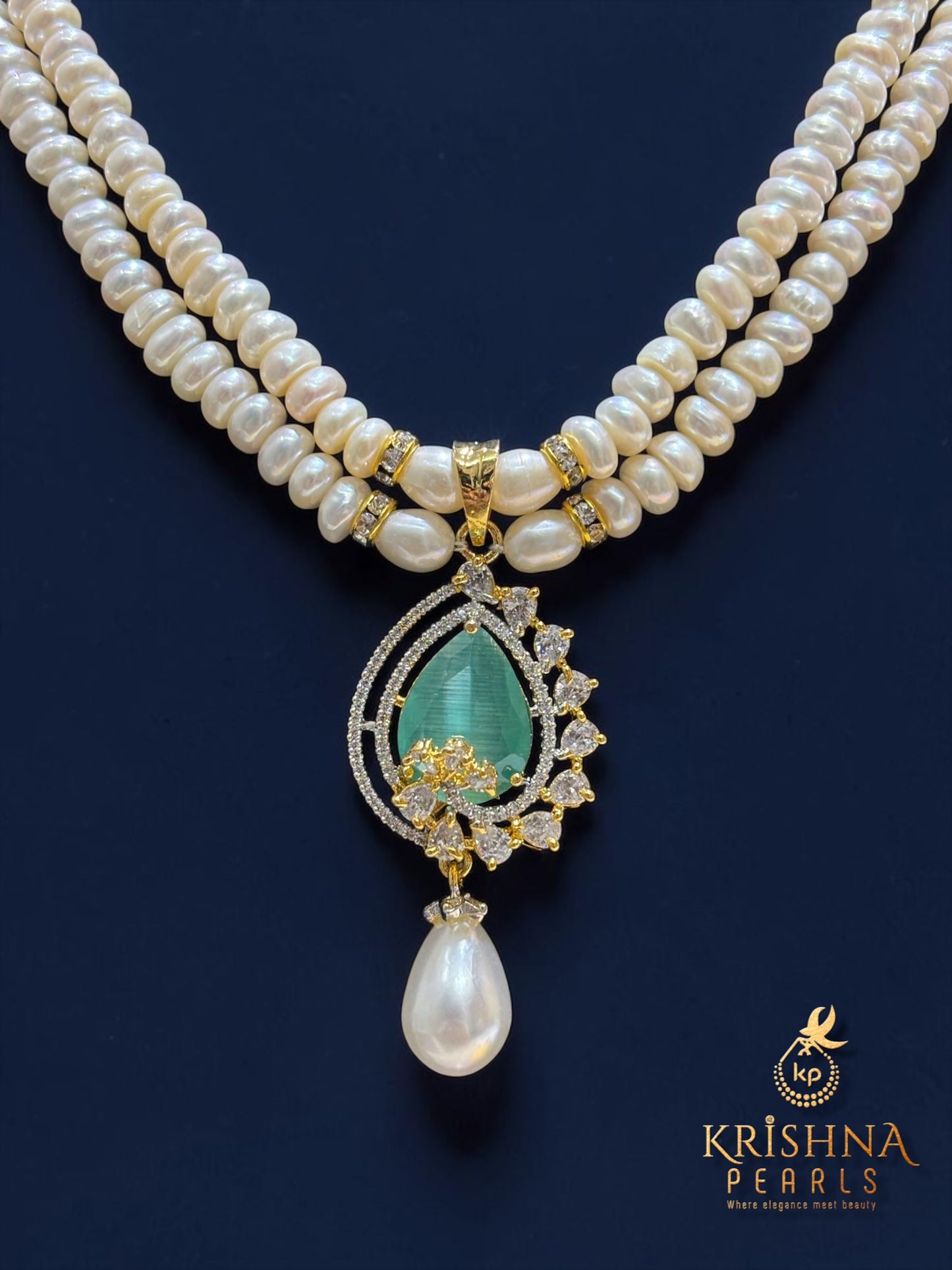 Beautiful Blue Quartz & Pearl Hangings Pendent Set