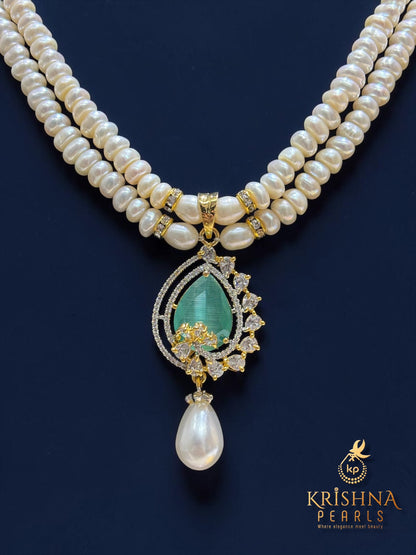 Beautiful Blue Quartz & Pearl Hangings Pendent Set