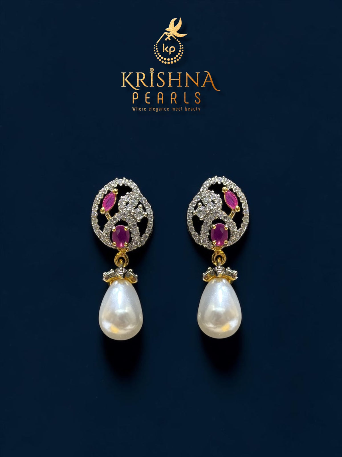Beautiful Ruby & Pearl Hangings Pendent Set