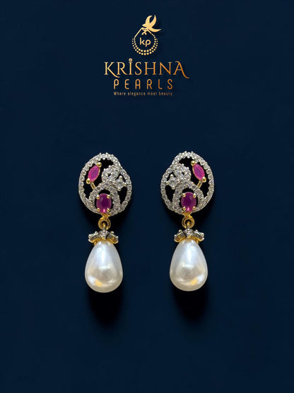 Beautiful Ruby & Pearl Hangings Pendent Set