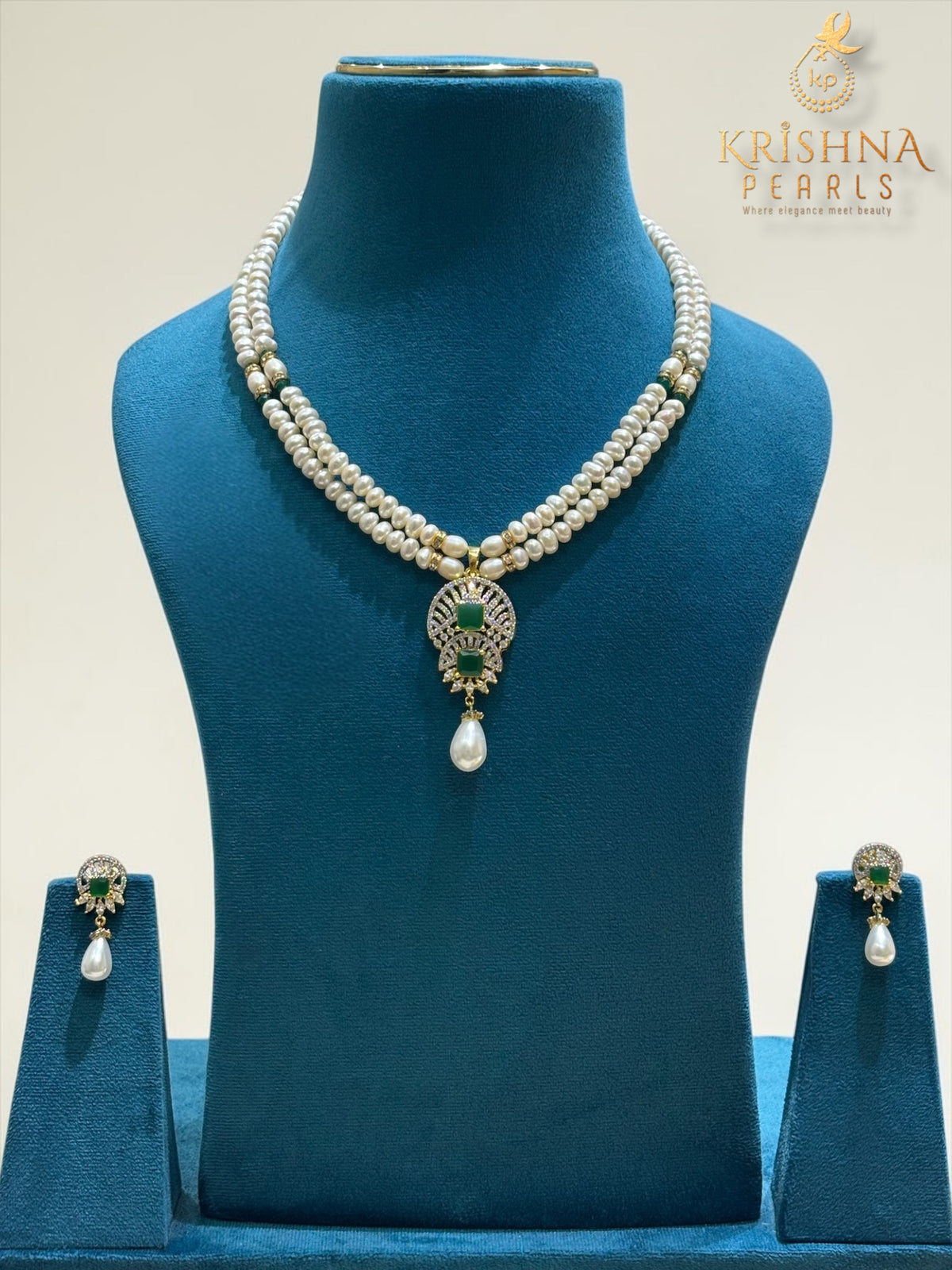 Designer Ruby & Pearl Hanging Pendent Set